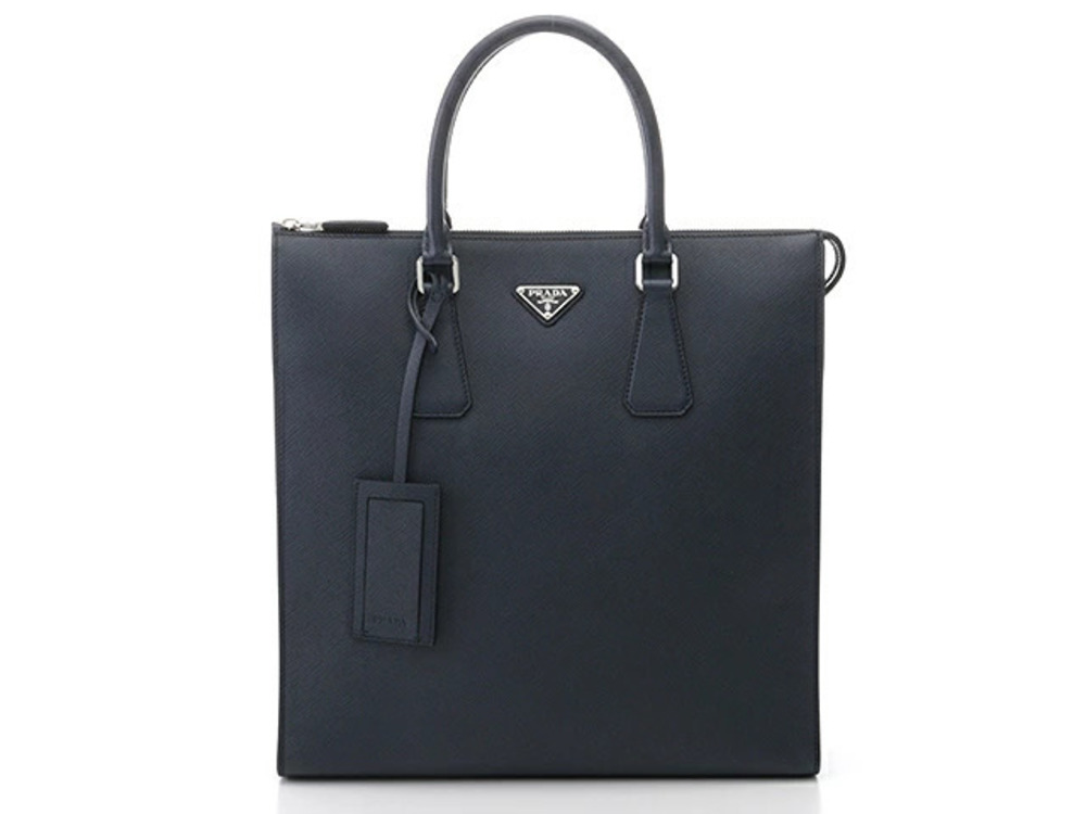 Prada Tote Bag Navy Blue Saffiano Travel